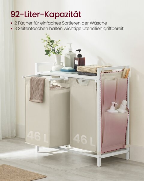 Cos de rufe Vasagle, Brenta, Alb, 71.3x33x72 cm