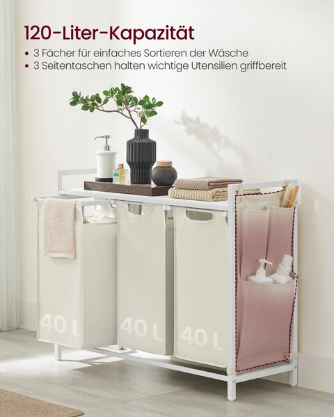 Cos de rufe Vasagle, Brenta, Alb, 87.7x33x72 cm