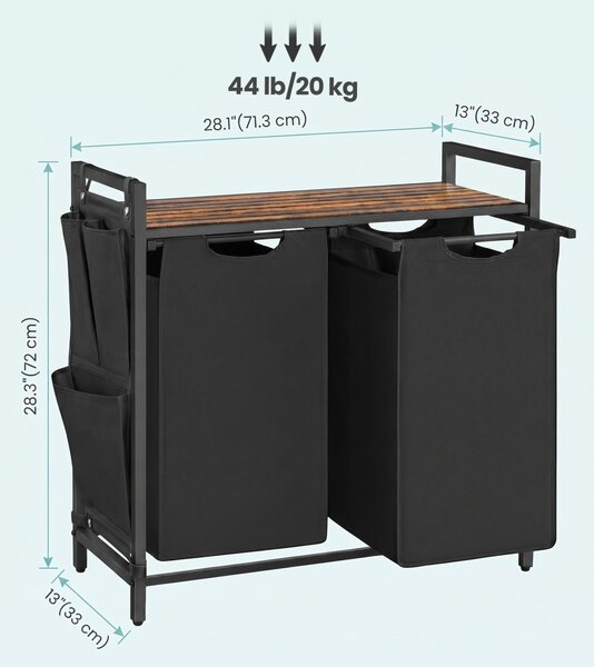 Cos de rufe Vasagle, Brenta, Negru, 71.3x33x72 cm