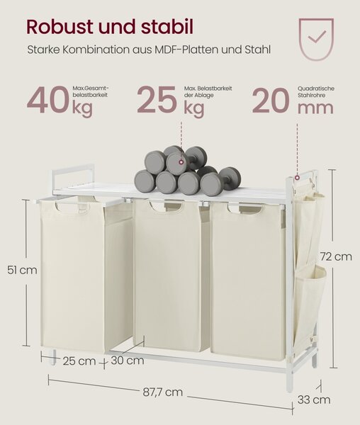 Cos de rufe Vasagle, Brenta, Alb, 87.7x33x72 cm