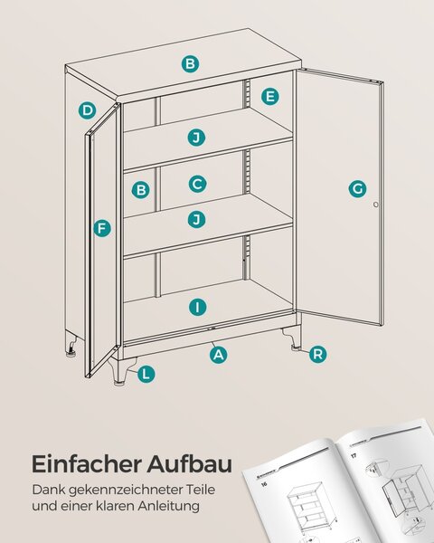 Dulap depozitare din metal Songmics, Berend, Negru, 60.1x40.2x99 cm