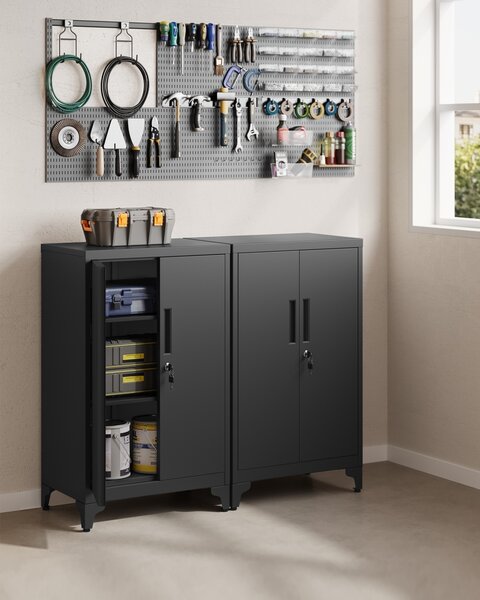Dulap depozitare din metal Songmics, Berend, Negru, 60.1x40.2x99 cm