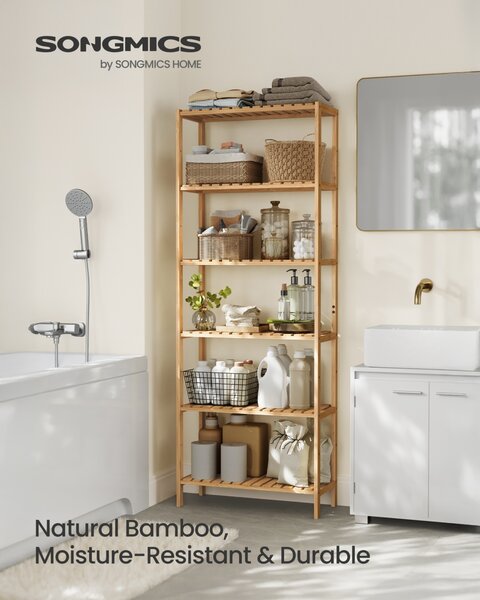 Raft depozitare Songmics, Bambou, Bej, 60x30x161 cm