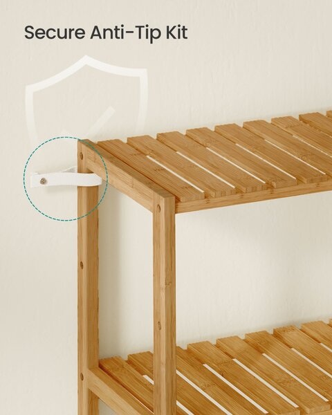 Raft depozitare Songmics, Bambou, Bej, 60x30x161 cm