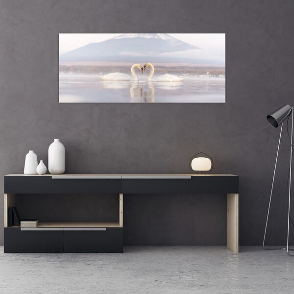 Tablou - Lebede îndrăgostite (120x50 cm)