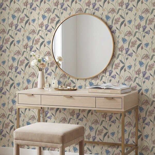Tapet Model floral pastelat pe fundal deschis, Tapet flori, a01118 : Uwalls.ro