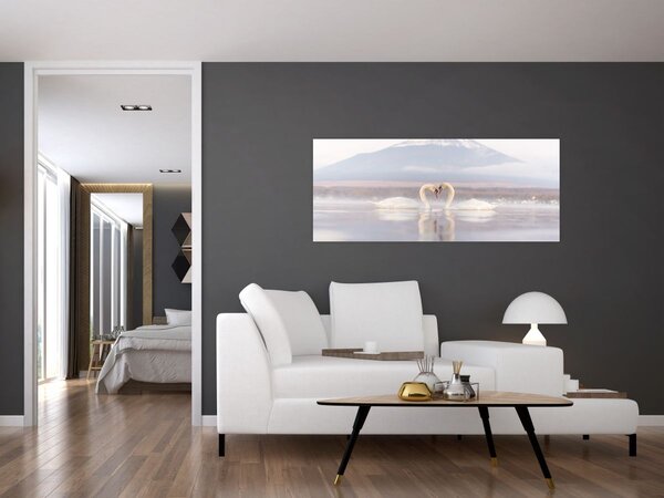 Tablou - Lebede îndrăgostite (120x50 cm)