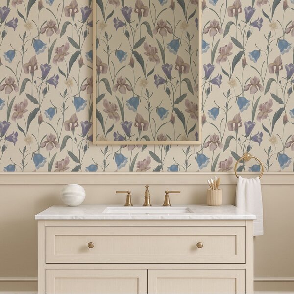 Tapet Model floral pastelat pe fundal deschis, Tapet flori, a01118 : Uwalls.ro