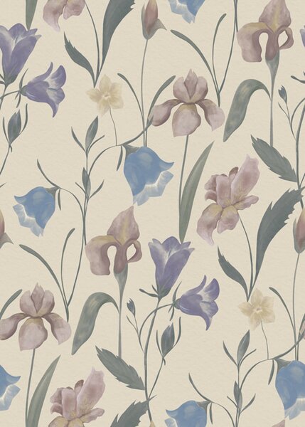 Tapet Model floral pastelat pe fundal deschis, Tapet flori, a01118 : Uwalls.ro