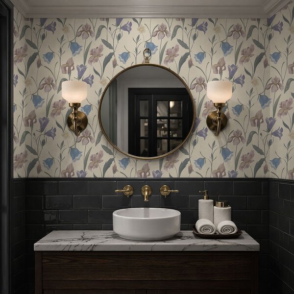 Tapet Model floral pastelat pe fundal deschis, Tapet flori, a01118 : Uwalls.ro
