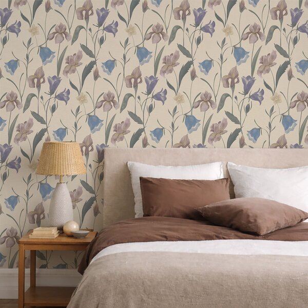 Tapet Model floral pastelat pe fundal deschis, Tapet flori, a01118 : Uwalls.ro