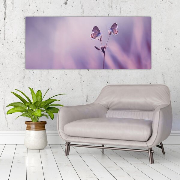 Tablou - Fluturi mov (120x50 cm)