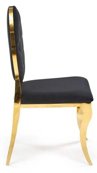 Scaun K556, negru/auriu, stofa catifelata/metal, 48x52x96 cm