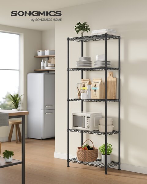Raft depozitare Songmics, Dalten, Negru, 60x30x161 cm