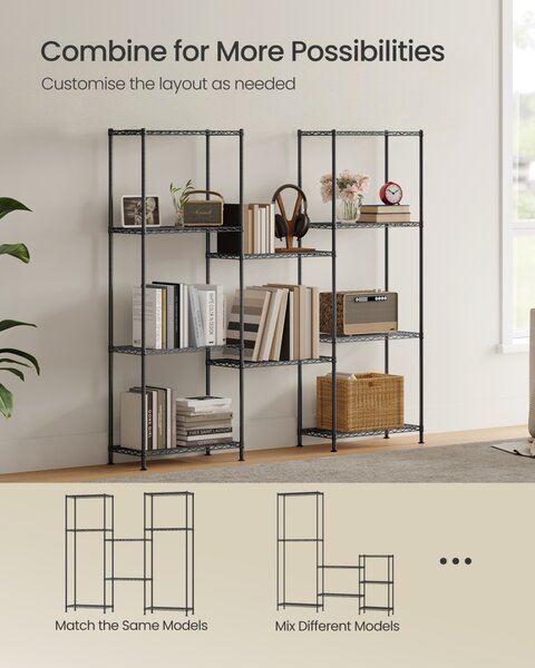 Raft depozitare Songmics, Dalten, Negru, 60x30x161 cm
