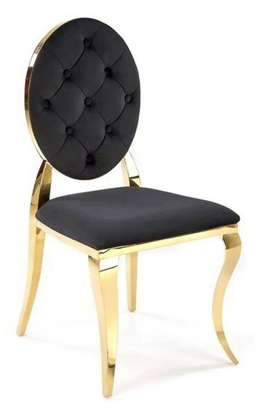 Scaun K556, negru/auriu, stofa catifelata/metal, 48x52x96 cm