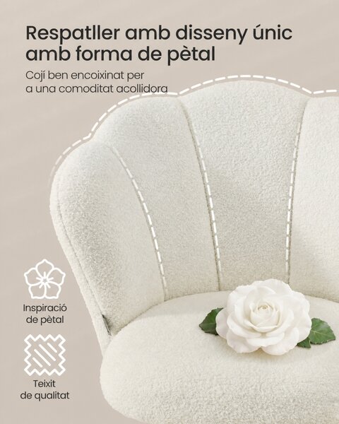 Scaun birou Songmics, Laela, Alb, 64x64x89 cm