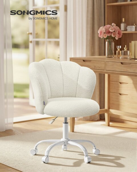 Scaun birou Songmics, Laela, Alb, 64x64x89 cm