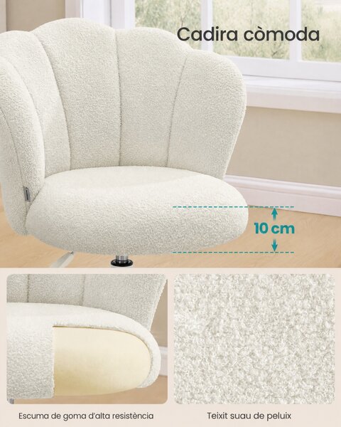 Scaun birou Songmics, Laela, Alb, 64x64x89 cm