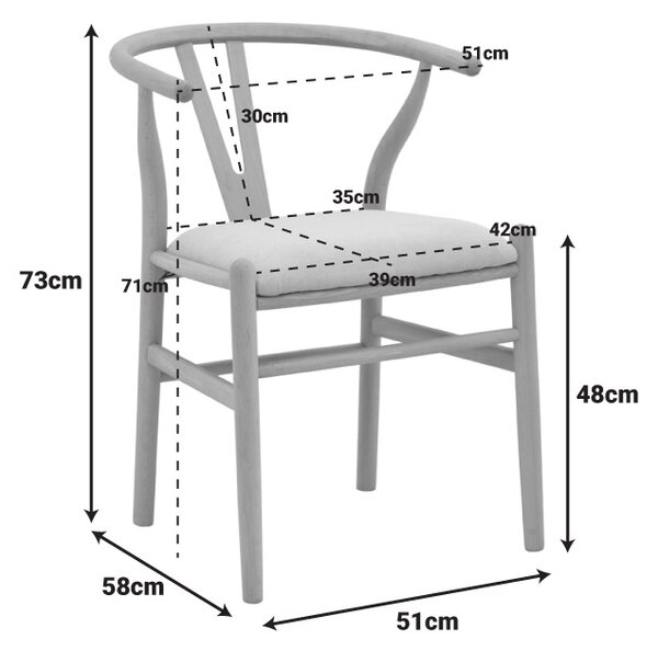 Scaun Wishbone, Bej, 51x58x73 cm