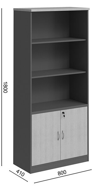 Biblioteca Fesialo, Antracit, 80x40x180 cm