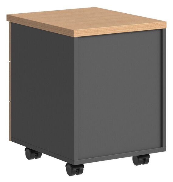 Comoda cu sertare pe roti Fesialo, Antracit, 39x47x52.5 cm