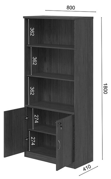 Biblioteca Fesialo, Nuc, 80x40x180 cm