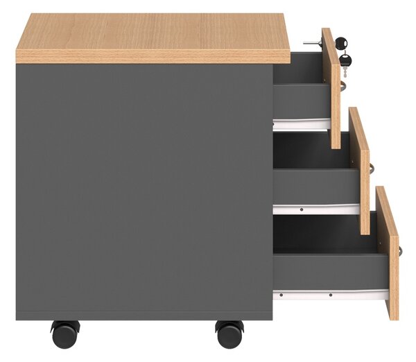 Comoda cu sertare pe roti Fesialo, Antracit, 39x47x52.5 cm