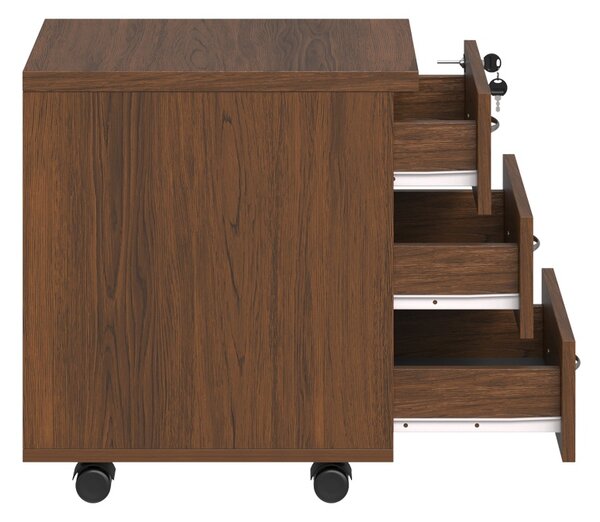 Comoda cu sertare pe roti Fesialo, Nuc, 39x47x52.5 cm