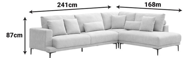 Coltar stanga Maliva, Gri, 280x210x100 cm