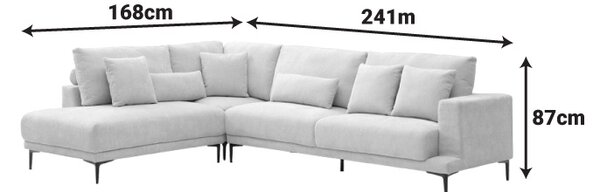 Coltar dreapta Maliva, Gri, 280x210x100 cm
