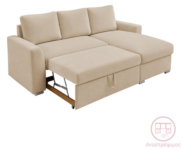 Canapea extensibila Belle, Bej, 236x164x88 cm