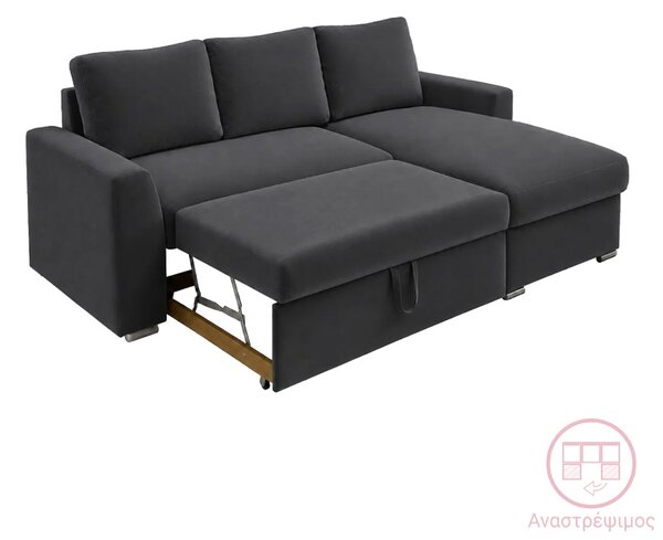 Canapea extensibila Βelle, Antracit, 236x164x88 cm