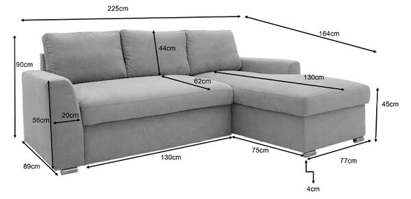 Canapea extensibila Belle, Bej, 236x164x88 cm