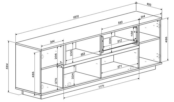 Set living 2 buc. Comoda TV si Dulap perete Norda, Crem, 187x40x58.4 cm