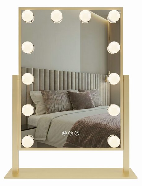 Oglindă LED HOLLYWOOD L.Gold 30x40