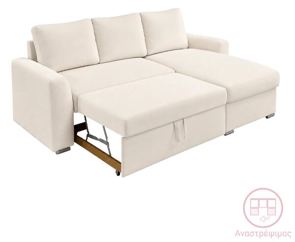 Canapea extensibila Belle, Ecru, 236x164x88 cm