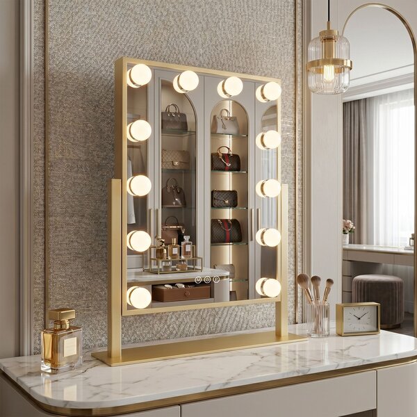 Oglindă LED HOLLYWOOD L.Gold 30x40