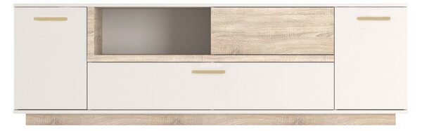 Set living 2 buc. Comoda TV si Dulap perete Norda, Crem, 187x40x58.4 cm