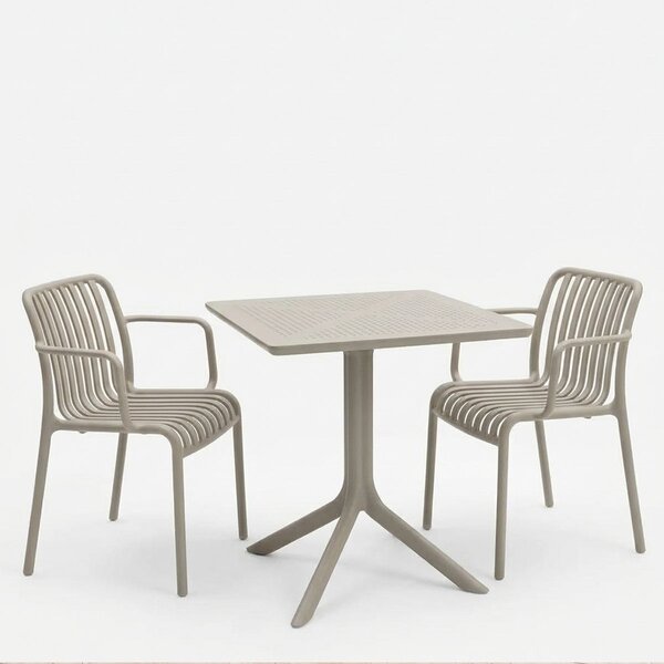 Set mobilier dining 3 piese Zoi Groovy, Cappuccino, 80x80x74 cm