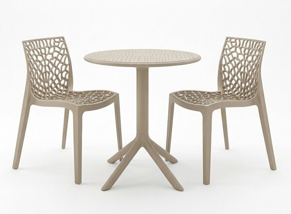 Set mobilier dining 3 piese Mercon Hush, Cappuccino, 60x60x75 cm