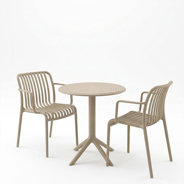 Set mobilier dining 3 piese Mercon Zoi, Crem, 60x60x75 cm