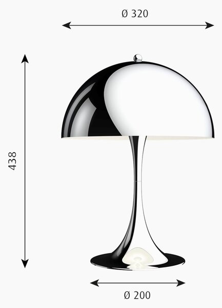 Lampă de masă Louis Poulsen, Panthella 320, Metalic, Camera de zi, Metal, Design