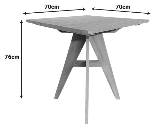 Masa dining Cadrada, Natural, 70x70x76 cm