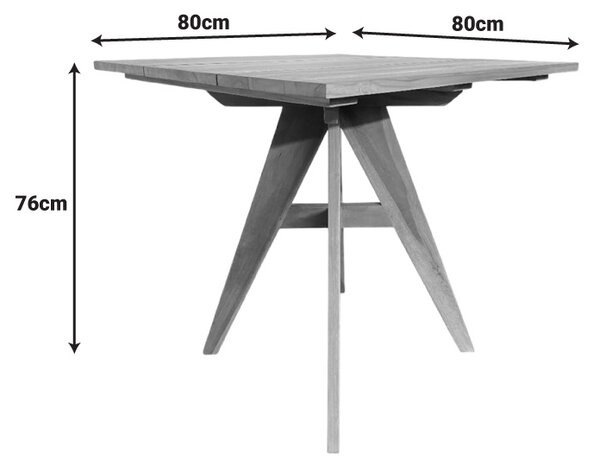 Masa dining Cadrada, Natural, 80x80x76 cm