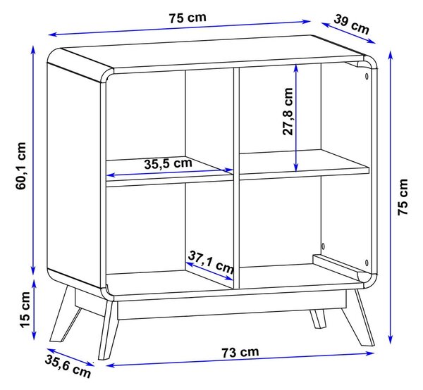Bibliotecă în culoare naturală cu aspect de lemn de stejar 75x75 cm Caitlin – Støraa