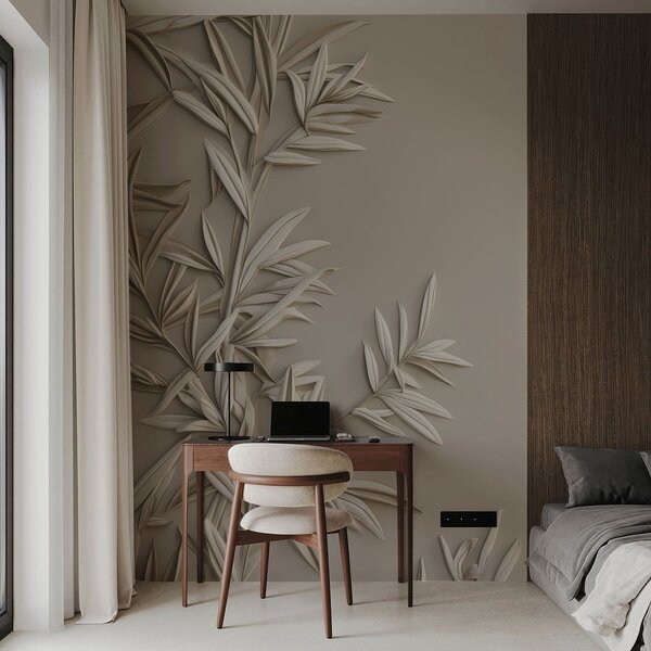 Tapet Imitarea frunzelor în basorelief, Fototapet Natură, Fototapet Frunze, w05244 : Uwalls.ro