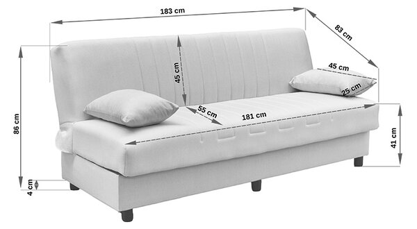 Canapea extensibila cu spatiu de depozitare Romina, Bej, 180x75x85 cm