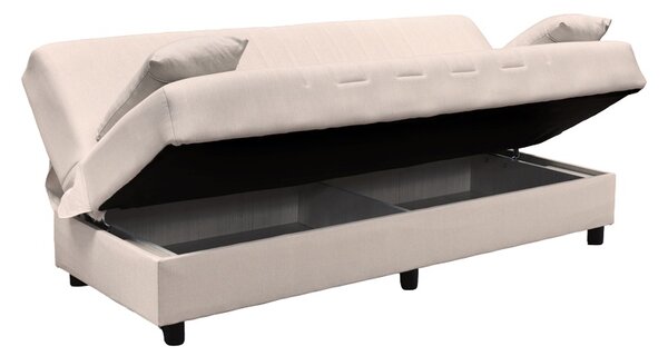 Canapea extensibila cu spatiu de depozitare Romina, Bej, 180x75x85 cm
