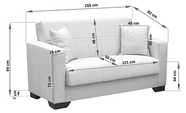 Canapea extensibila cu spatiu de depozitare Vox, Maro/Negru, 180x75x85 cm